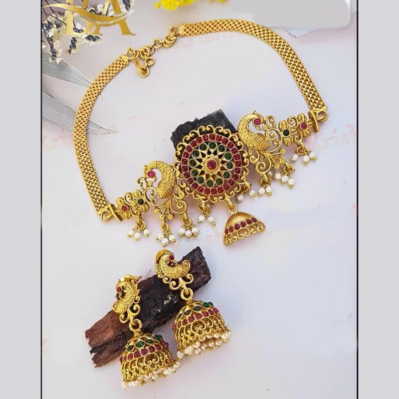 Shree Chamunda Jewellers Gold Plated Pota Choker Necklace Set