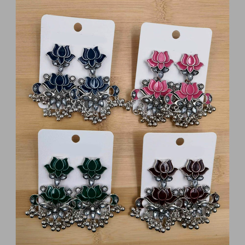 Tarohi Jewels  Oxidised Plated Meenakari Dangler Earrings