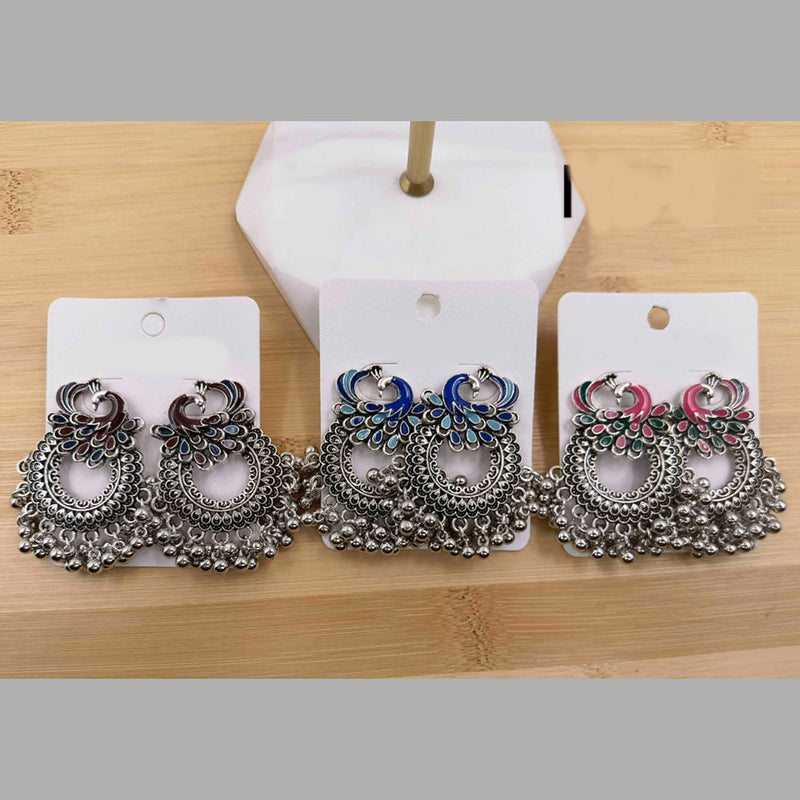 Tarohi Jewels  Oxidised Plated Meenakari Dangler Earrings