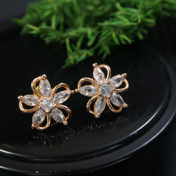 Gargish Fashion Gold Plated Crystal Stone Stud Earrings
