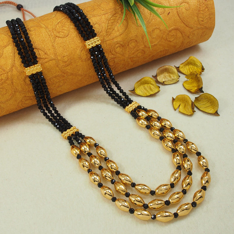 Gargish Fashion Gold Plated Beads Long Necklace Set