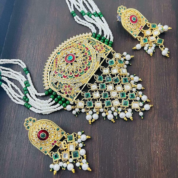 Primeriea Gold Plated Kundan Necklace Set