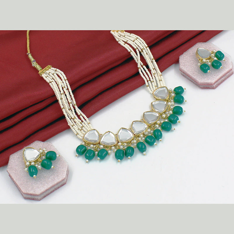 Primeriea Gold Plated Beads Kundan Necklaces Set