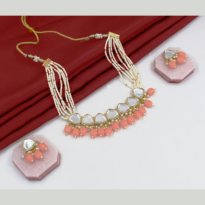 Primeriea Gold Plated Beads Kundan Necklaces Set