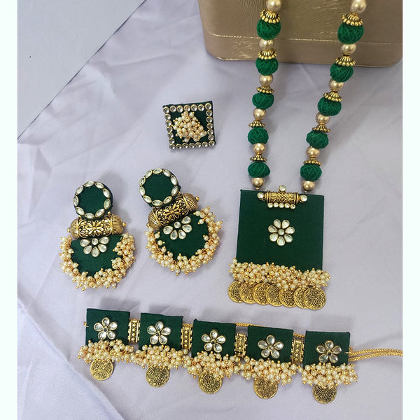 Hashtag Jully Handmade Kundan Double Necklace Set With Ring