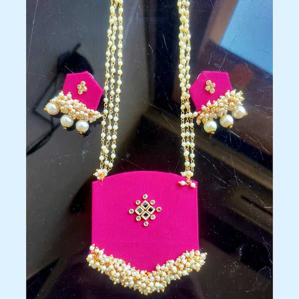 Hashtag Jully Gold Plated Kundan And Pearl Long Necklace Set