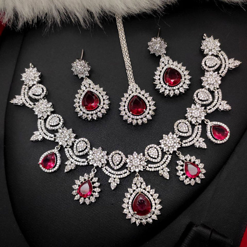 Aamrapali Silver Plated AD Necklace Set