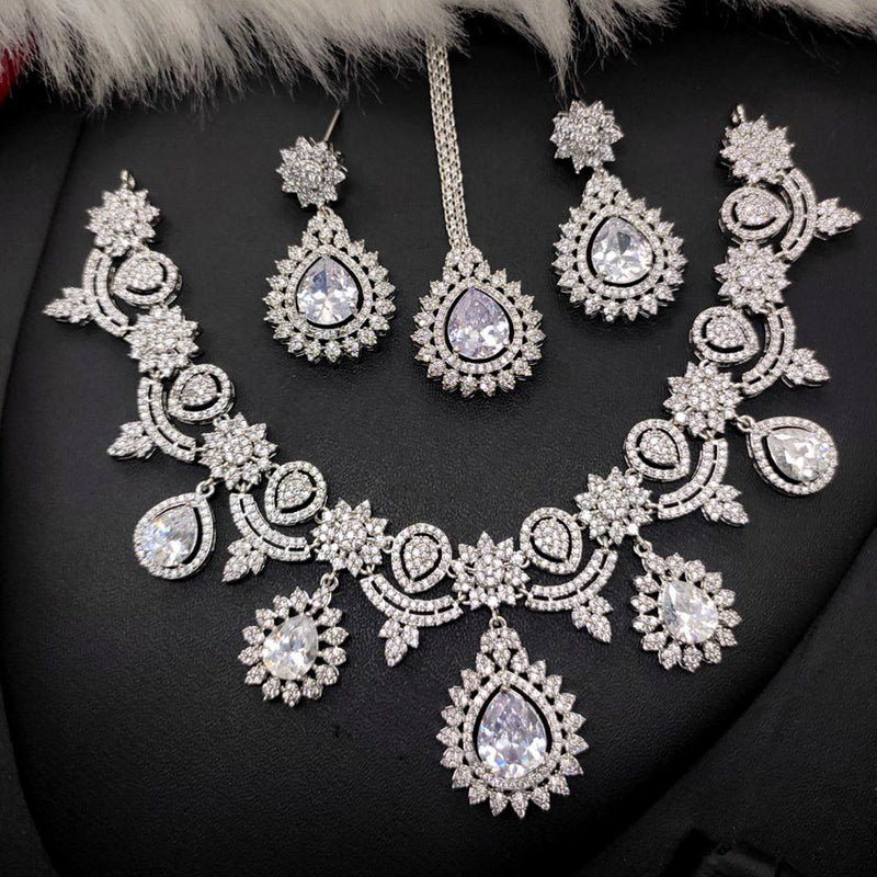 Aamrapali Silver Plated AD Necklace Set