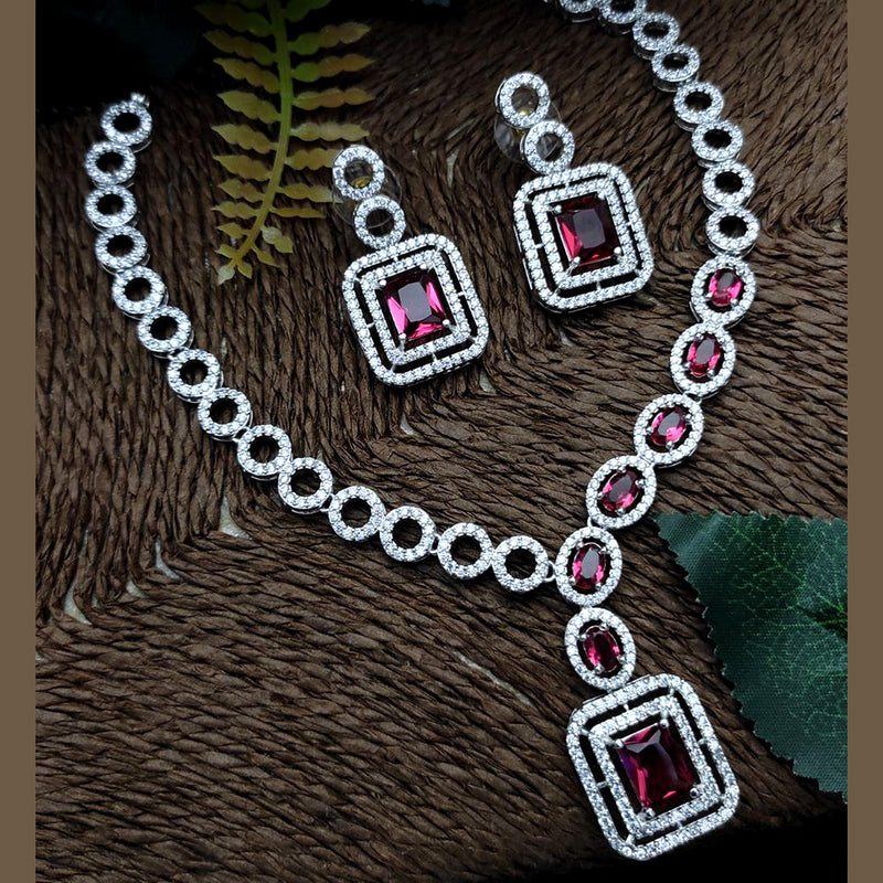 Aamrapali Silver Plated AD Necklace Set