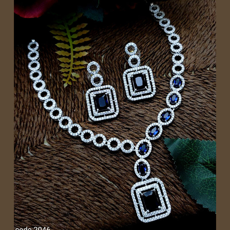 Aamrapali Silver Plated AD Necklace Set