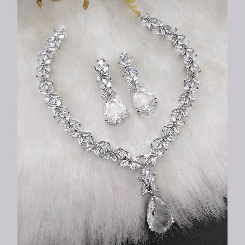 Aamrapali Silver Plated AD Necklace Set