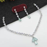 Aamrapali Silver Plated AD Necklace Set