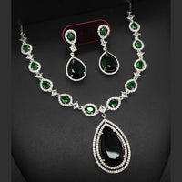 Aamrapali Silver Plated AD Necklace Set