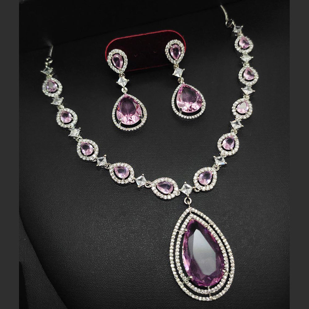 Aamrapali Silver Plated AD Necklace Set