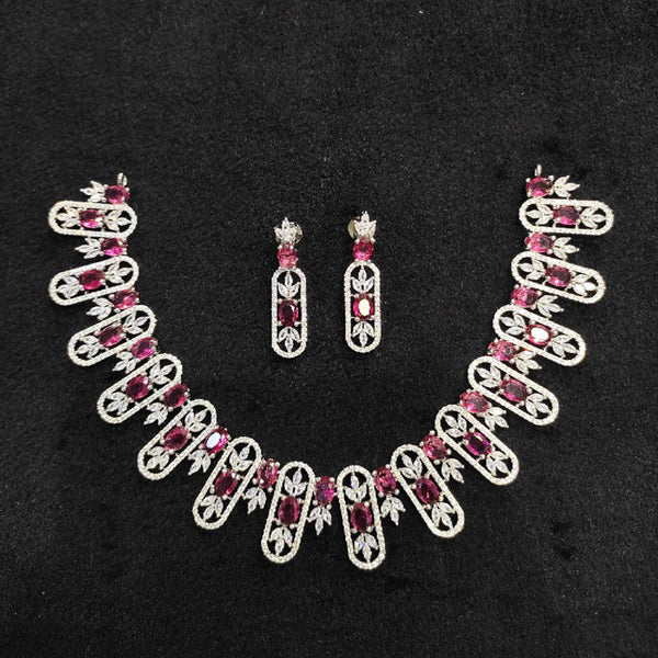 Aamrapali Silver Plated AD Necklace Set