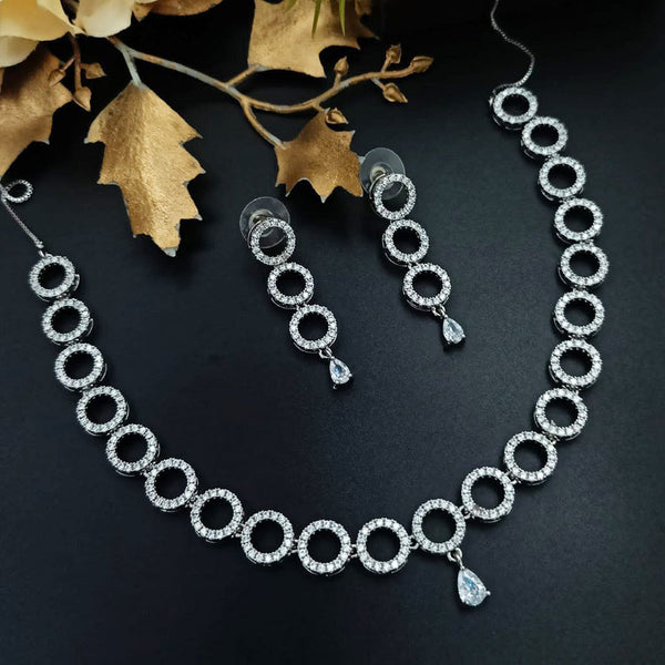 Aamrapali Silver Plated AD Necklace Set