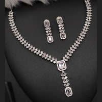 Aamrapali Silver Plated AD Necklace Set