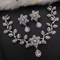 Aamrapali Silver Plated AD Necklace Set