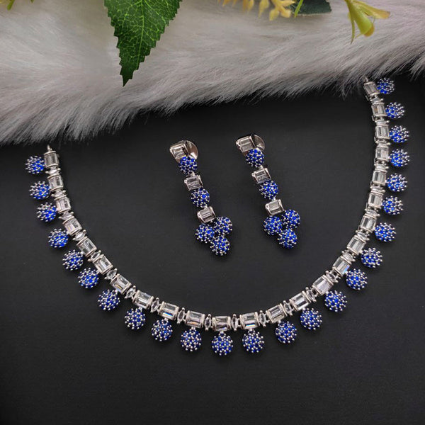 Aamrapali Silver Plated AD Necklace Set