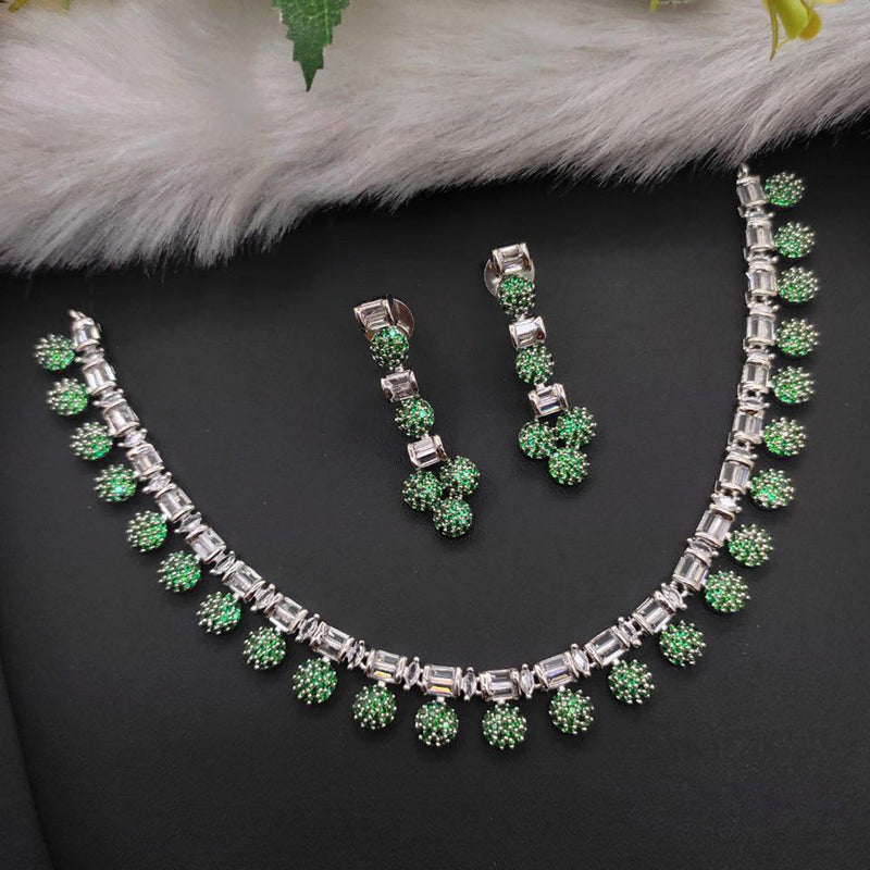 Aamrapali Silver Plated AD Necklace Set