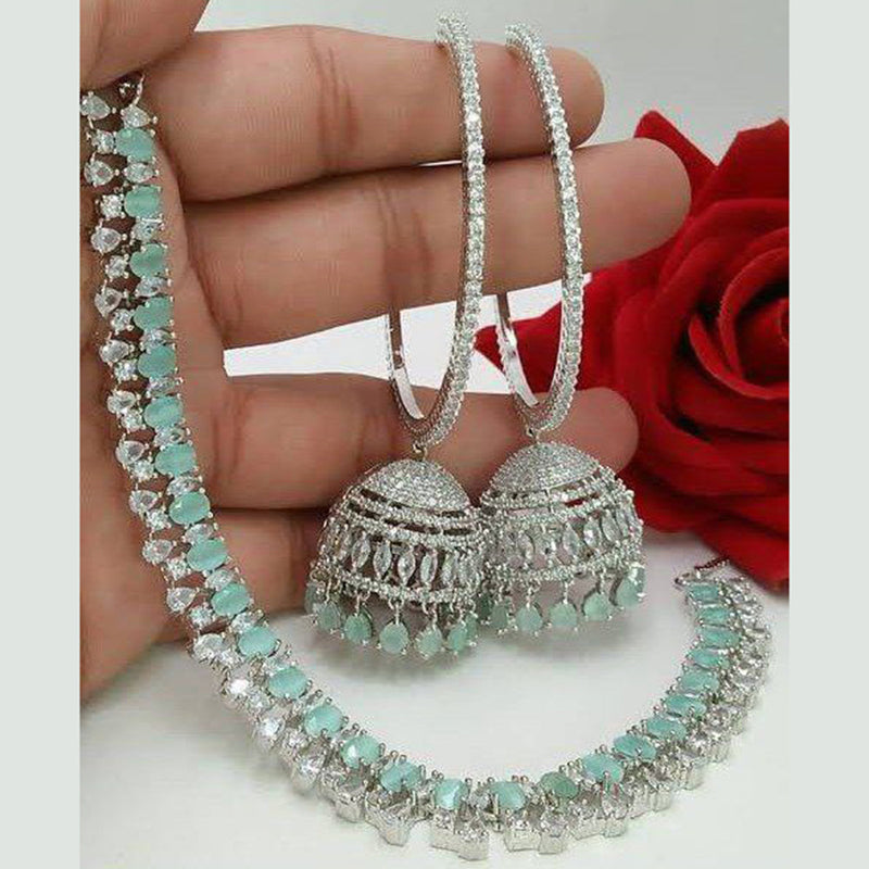 Aamrapali Silver Plated AD Necklace Set