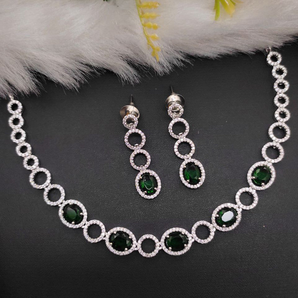 Aamrapali Silver Plated AD Necklace Set