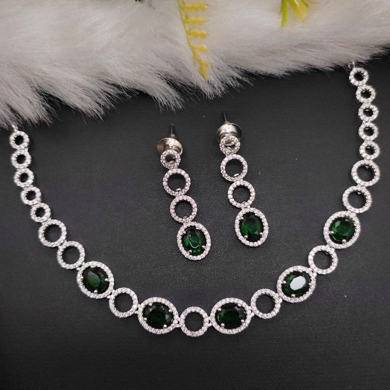 Aamrapali Silver Plated AD Necklace Set