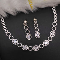 Aamrapali Silver Plated AD Necklace Set