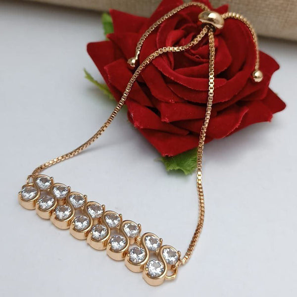 Aamrapali Rose Gold Plated AD Adjustable Bracelet
