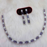 Aamrapali Silver Plated AD Necklace Set