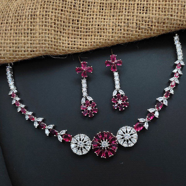 Aamrapali Silver Plated AD Choker Necklace Set