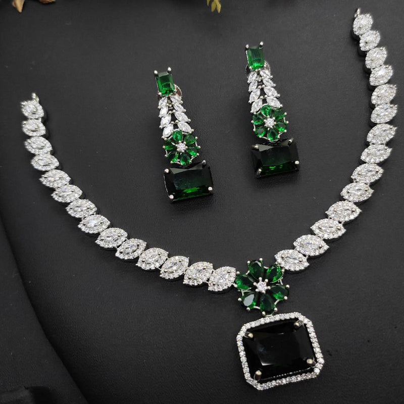 Aamrapali Silver Plated AD Necklace Set