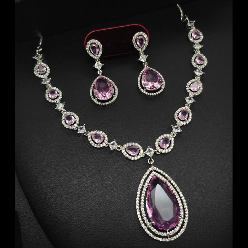 Aamrapali Silver Plated AD Necklace Set