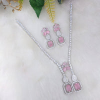 Aamrapali Silver Plated AD Necklace Set