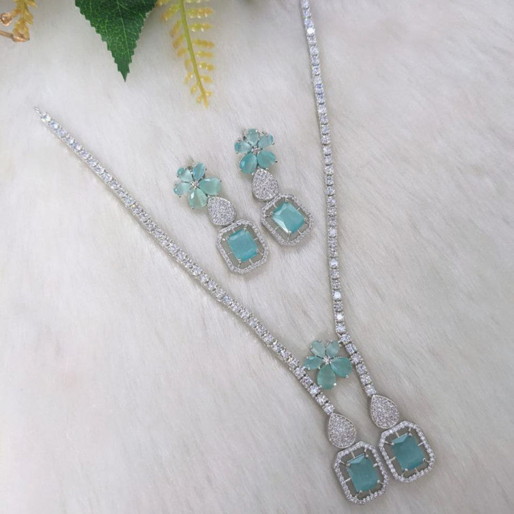 Aamrapali Silver Plated AD Necklace Set