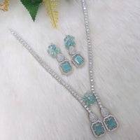 Aamrapali Silver Plated AD Necklace Set