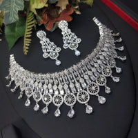 Aamrapali Silver Plated AD Necklace Set