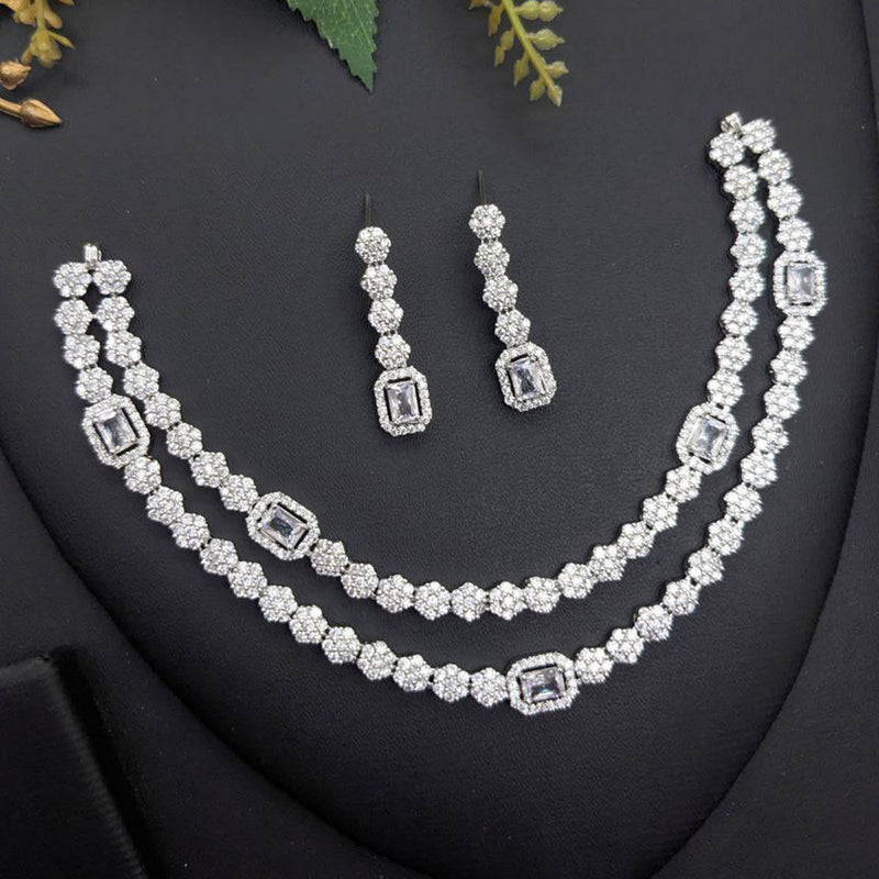 Aamrapali Silver Plated AD Necklace Set