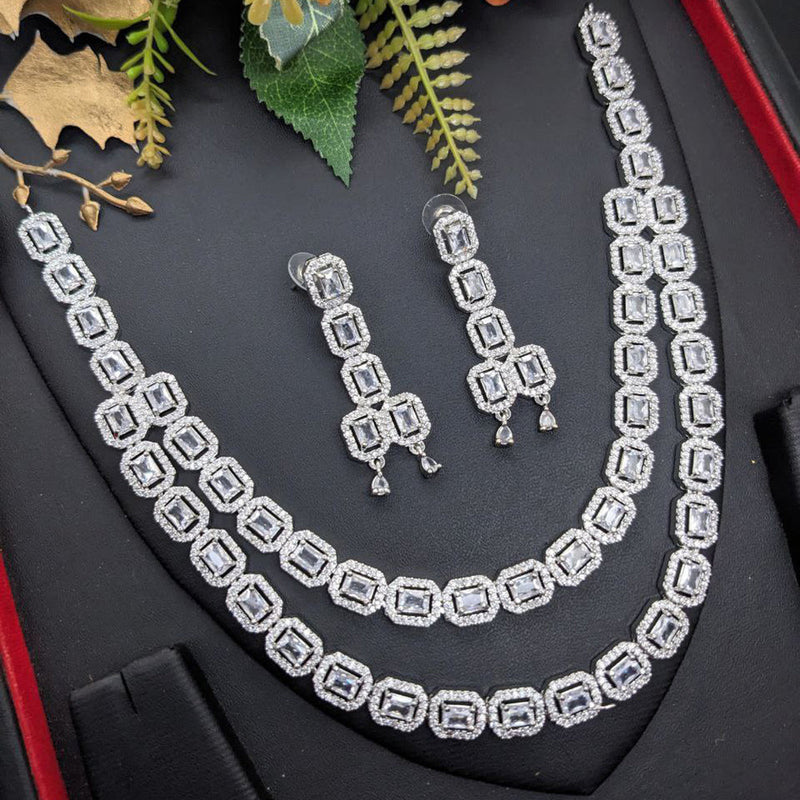 Aamrapali Silver Plated AD Necklace Set