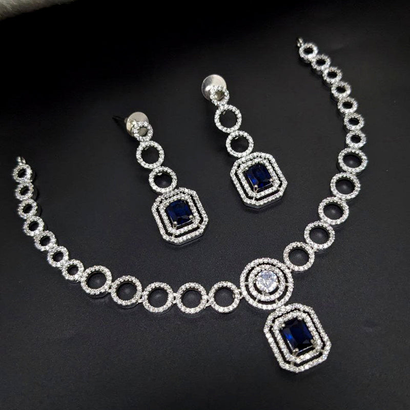 Aamrapali Silver Plated AD Necklace Set