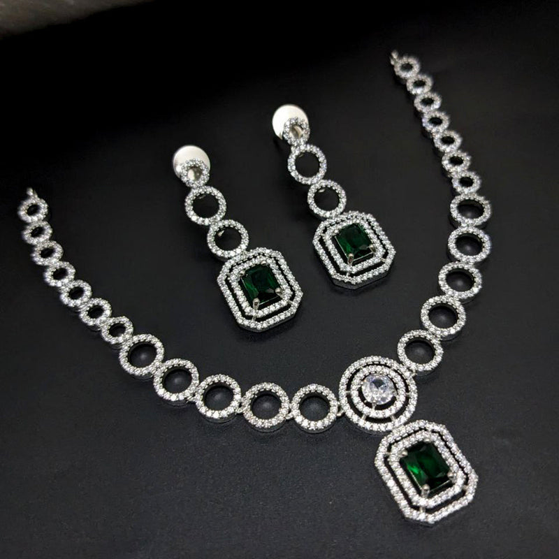 Aamrapali Silver Plated AD Necklace Set