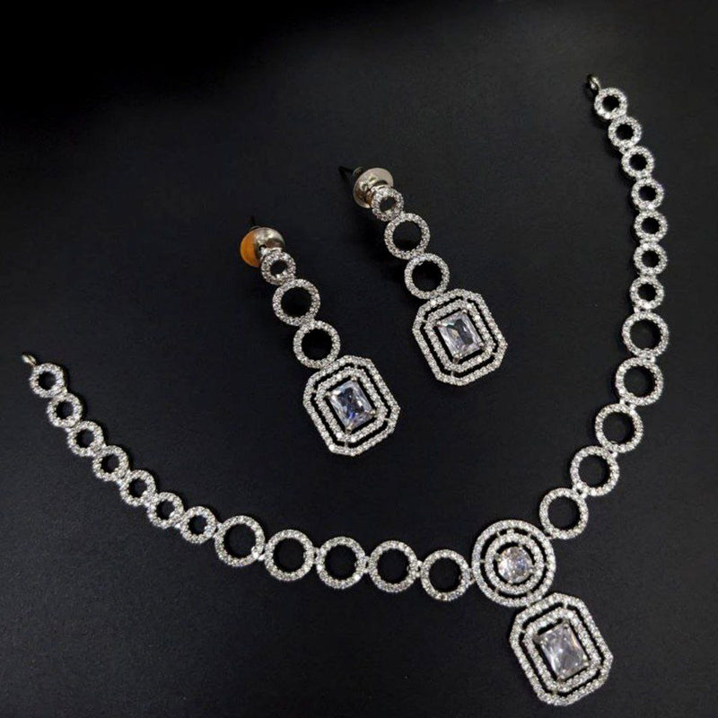 Aamrapali Silver Plated AD Necklace Set