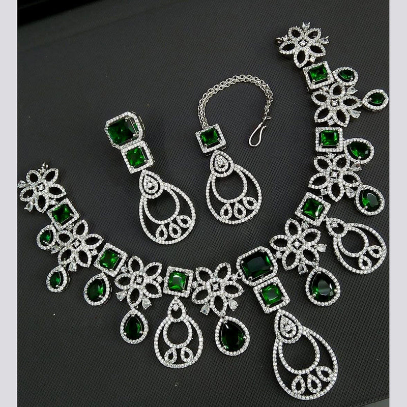 Aamrapali Silver Plated AD Necklace Set