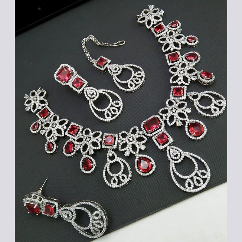 Aamrapali Silver Plated AD Necklace Set