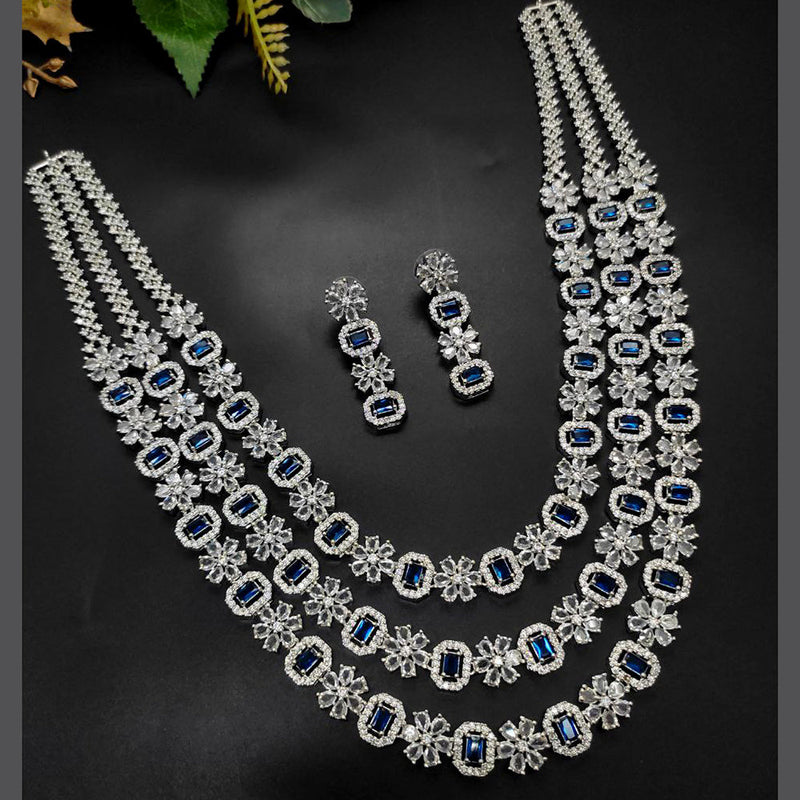 Aamrapali Silver Plated AD Necklace Set