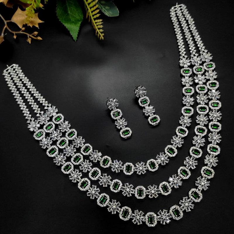 Aamrapali Silver Plated AD Necklace Set