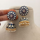 Marudhar Creations Kundan And Meenakari Jhumki Earrings