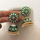 Marudhar Creations Kundan And Meenakari Jhumki Earrings