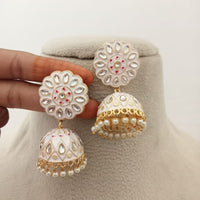 Marudhar Creations Kundan And Meenakari Jhumki Earrings