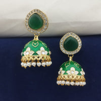 Marudhar Creations Kundan And Meenakari Jhumki Earrings